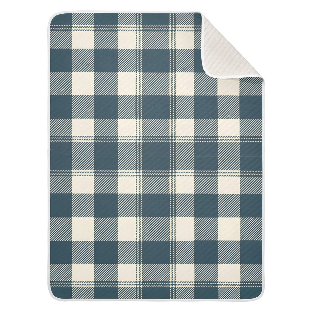 WELLDAY Retro Blue Checkered Baby Blanket, Ultra Soft Cozy Infant Toddler Newborn Baby Blankets for Crib Stroller, 30''x40'' Unisex