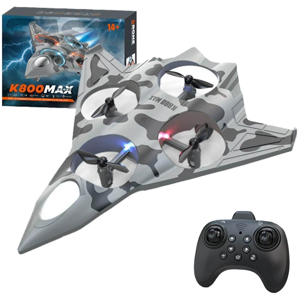 AERFGDE Foam Remote Control Airplane for Adults Beginners,RC Plane Fighter Jet with LED Lights,Speed Adjust,RC Helicopter Altitude Hold,Stunt Roll Hovering,Easy to Fly RC Aircraft Drone 360 Flip