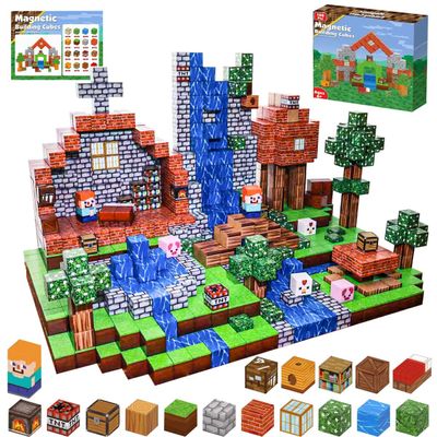Lottmopi Magnet Blocks -100pcs Magnetic Building Blocks, STEM Montessori Sensory Toys for Toddlers Gifts for 3+ Years Old, Magnet Cubes Toddler Kids Toys Birthday Gifts Party Supplies