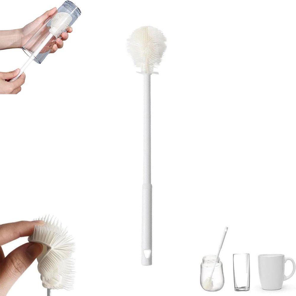 360 Flexible Silicone Bottle Brush with Long Handle,Deep Cleaning for Narrow Neck Bottles, Detachable Design, for Narrow Neck Small Bottles, Multifunctional Cleaning Tool (1PCS)
