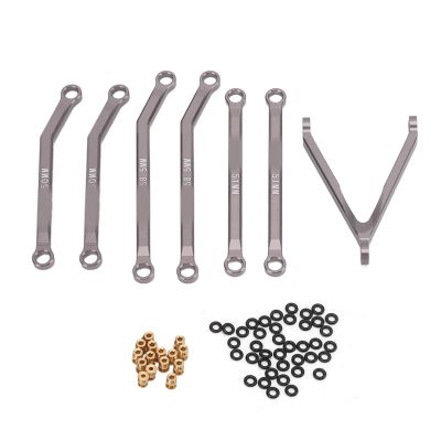 Aluminum Steering Link Rod Set High Precision Durable RC Car Parts Upgrade Kit for Axial SCX24 1/24 (Gray)