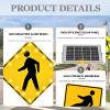 DowPie Solar Powered Led Flashing Pedestrian Crossing Sign,16 Flashing Led Pedestrian Crossing Road Warning Signs Traffic,Aluminum Ip65,for Park School Urban 1set-24in view 3