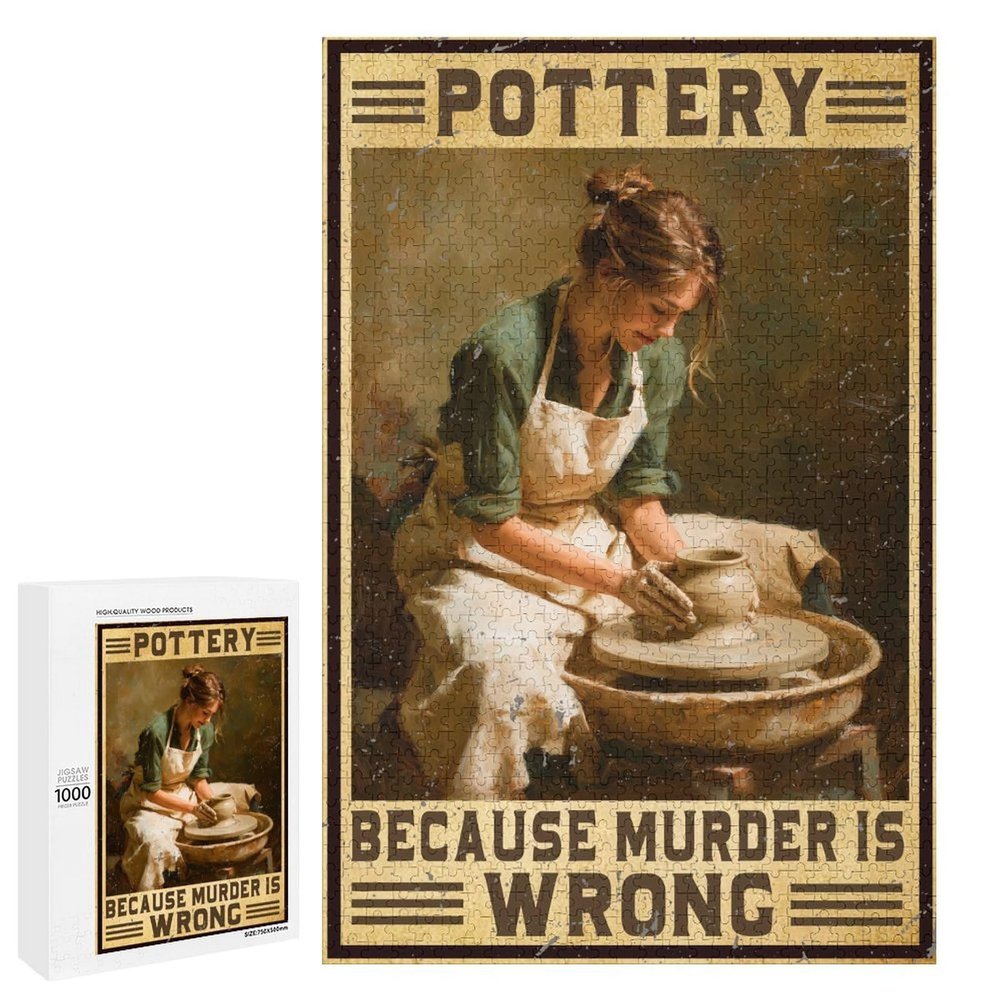 1000 PCS Wood Jigsaw Puzzles for Adults Pottery Because Murder is Wrong Puzzles for Adults Games Educational Toys Gifts