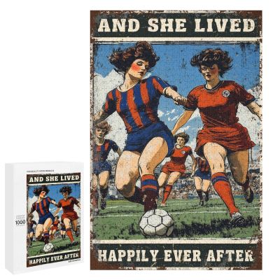 1000 PCS Wood Jigsaw Puzzles for Adults Football Girl Playing Football and She Lived Happily Ever After Puzzles for Adults Games Educational Toys Gifts