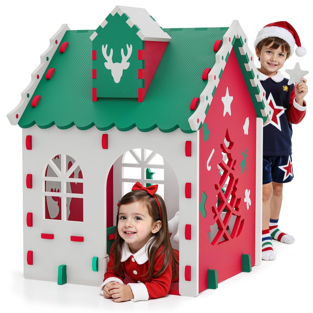 Kids Playhouse Tent, Green Roof  EVA Foam, Lightweight & Portable for Indoor/Outdoor Use, Perfect for Boys & Girls Ages 3 to 6