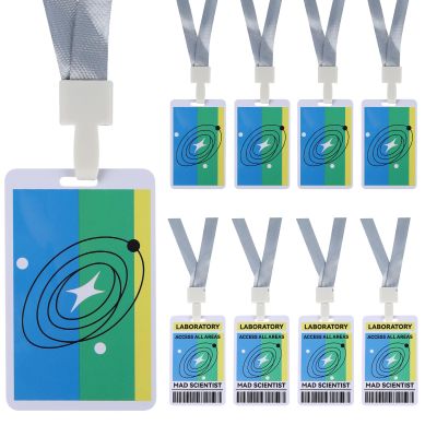 50 Sets Science Name Badge Science Decorations Party Science Lanyards and PVC VIP Pass Cards for Scientist Accessories Science Birthday Party Decorations Science Lab Decorations Science Party Favors