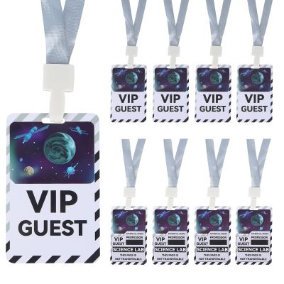 50 Sets Science Name Badge Science Decorations Party Science Lanyards and PVC VIP Pass Cards for Science Lab Decorations Science Party Favors Science Birthday Party Decorations Scientist Accessories