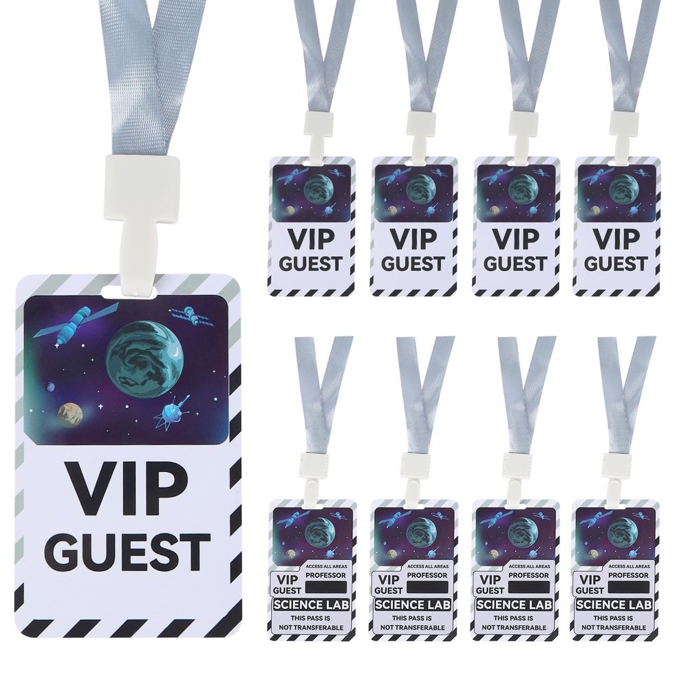 50 Sets Science Name Badge Science Decorations Party Science Lanyards and PVC VIP Pass Cards for Science Lab Decorations Science Party Favors Science Birthday Party Decorations Scientist Accessories