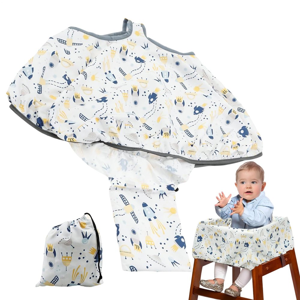 2-in-1 Baby Shopping Trolley Cover Highchair Seat Cushion, Cooling and Breathable, Seat Liner/Handle Protector for Carts and High Chairs, Portable Toddler Infant Highchair Cover for Restaurants