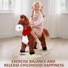 Rocking Horses Ages 1-3, Plush Ride on Animal with Wooden Rockers, Moving Mouth and Wagging Tail, Musical Sounds, 110lb Weight Capacity Dark Brown Large view 3