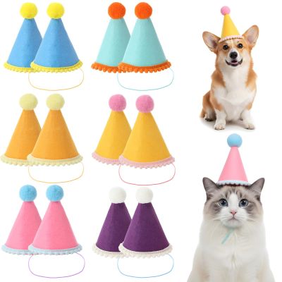 12Pcs Mini Party Hats for Stuffed Animals, Birthday Cone Hat, Adjustable Stuffed Pet Stuffy Party Hats for Cat Dolls Dog Rabbit Puppies Birthday