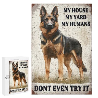 1000 PCS Wood Jigsaw Puzzles for Adults German Shepherd Dog German Shepherd Dog My House My Yard My Humans Fun Puzzles for Adults Games Educational Toys Gifts