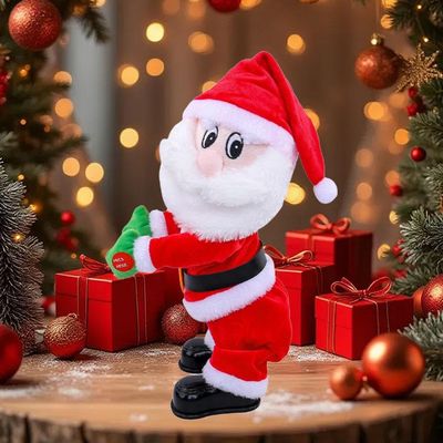 Christmas with Music Electric Twisting Butt Shaking Santa Claus, Interactive Dancing Santas Claus Figurine Home Ornament, Music Singing Animated Xmas Plush Wiggle Hip Santa's