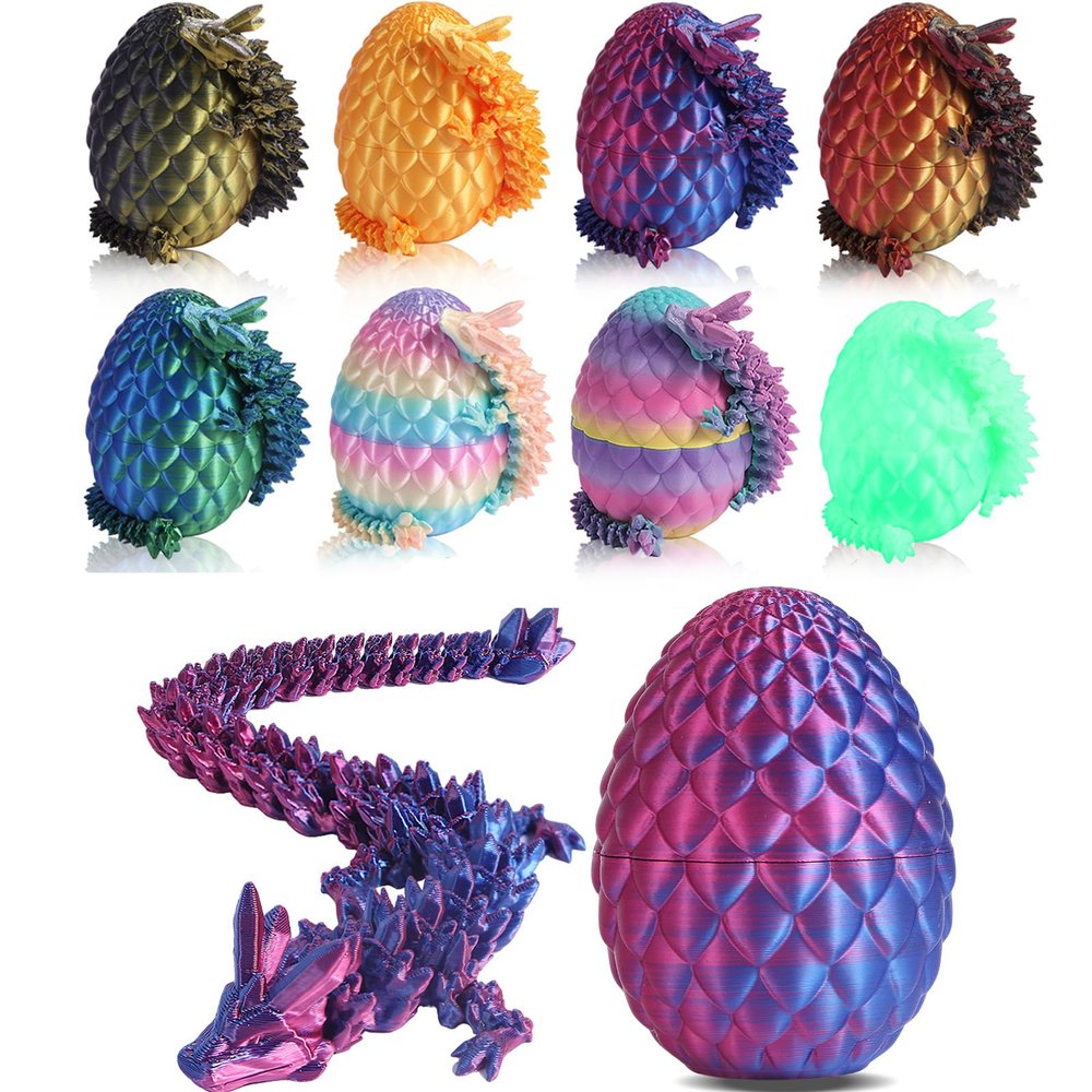 3D Printed Dragon Eggs with Dragon Inside  Fantasy Tabletop Decor, Classroom Rewards/Unique Birthday Fidget Toys for Stress Relief/3D Printing Toys for Kids & Adults (8 Pack)