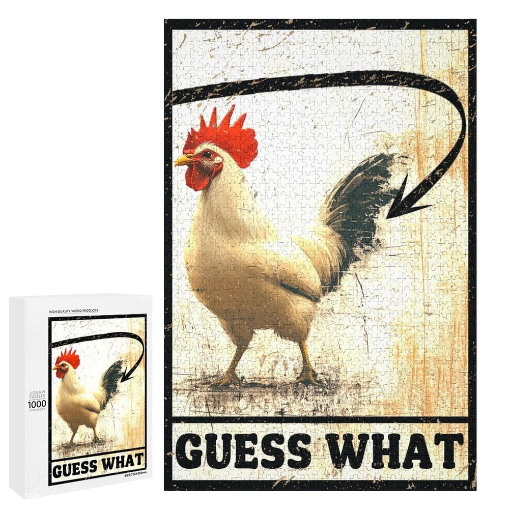 1000 PCS Wood Jigsaw Puzzles for Adults Chicken Farm Chicken Coop Tin Signs Guess What Chicken Puzzles for Adults Games Educational Toys Gifts