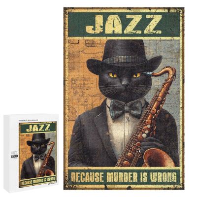 1000 PCS Wood Jigsaw Puzzles for Adults Black Cat Black Cat Jazz Because Murder is Wrong Puzzles for Adults Games Educational Toys Gifts