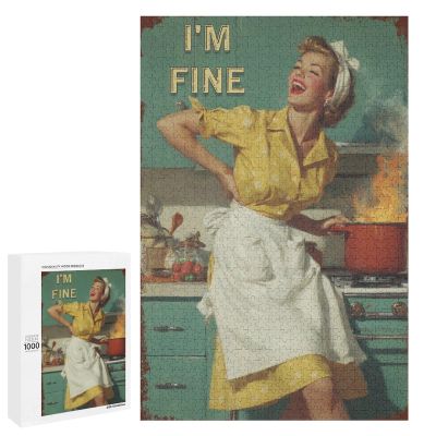 1000 PCS Wood Jigsaw Puzzles for Adults Housewife Cooking I'm Fine Vintage Puzzles for Adults Games Educational Toys Gifts