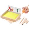 MORITECK Montessori Sand Tray for Kids,Writing Play Sand Tray with Lid for Classroom Practice Writing Letters and Numbers (Yellow, Small) view 1