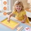 MORITECK Montessori Sand Tray for Kids,Writing Play Sand Tray with Lid for Classroom Practice Writing Letters and Numbers (Yellow, Small) view 2