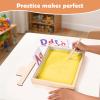 MORITECK Montessori Sand Tray for Kids,Writing Play Sand Tray with Lid for Classroom Practice Writing Letters and Numbers (Yellow, Small) view 4
