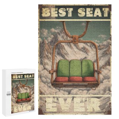 1000 PCS Wood Jigsaw Puzzles for Adults Ski Decorations Outdoor Skiing Lover Skiing Poster Best Seat Ever Puzzles for Adults Games Educational Toys Gifts