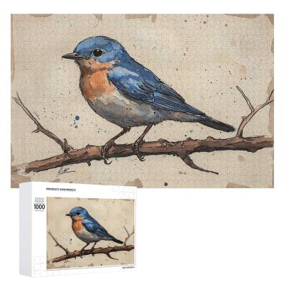 1000 PCS Wood Jigsaw Puzzles for Adults Bluebird Watercolor Nature Inspired Art Puzzles for Adults Games Educational Toys Gifts