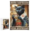 1000 PCS Wood Jigsaw Puzzles for Adults Black Cat Coffee Black Cat Coffee Poster More Espresso, Less Depresso Fun Puzzles for Adults Games Educational Toys Gifts view 1