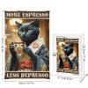 1000 PCS Wood Jigsaw Puzzles for Adults Black Cat Coffee Black Cat Coffee Poster More Espresso, Less Depresso Fun Puzzles for Adults Games Educational Toys Gifts view 3