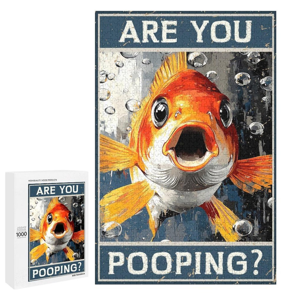 1000 PCS Wood Jigsaw Puzzles for Adults Fish Fish are You Pooping Coffee Puzzles for Adults Games Educational Toys Gifts
