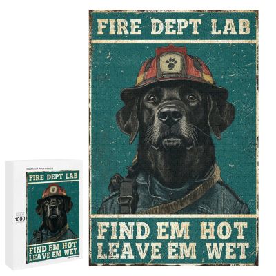 1000 PCS Wood Jigsaw Puzzles for Adults Firefighter Fire Dept Lab Labrador Fun Puzzles for Adults Games Educational Toys Gifts