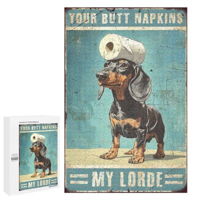 1000 PCS Wood Jigsaw Puzzles for Adults Dachshund Dog Dachshund and Toilet Paper Fun Puzzles for Adults Games Educational Toys Gifts