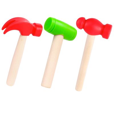 VICROIC 3 PCS Toy Hammers, Wooden Hammer Toys Mallets, Simulation Fake Plastic Maintenance Tools for Birthday Party Supplies