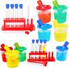 30 Pcs Science Test Tubes Set Include Clear Plastic Test Tubes with Caps Paint Cup Storage Stand Droppers for Kids Little Scientist Lab Party Supplies Color Science Experiments view 1