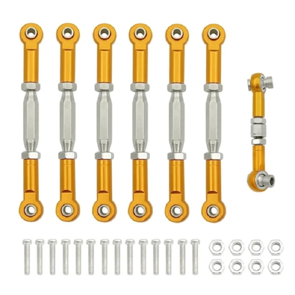 Rc Upgrade Parts For Traxxas For Slash 4X4 For Vxl 2WD For Rustler For Stampede For Hoss 1/10 RC Car Upgrades Parts Metal Turnbuckles Camber Link Rod Linkage Set(Yellow)