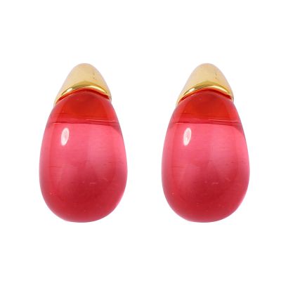 3.2 * 1.7cm Bohemian Transparent Resin Earrings Women,red,3.2 * 1.7cm