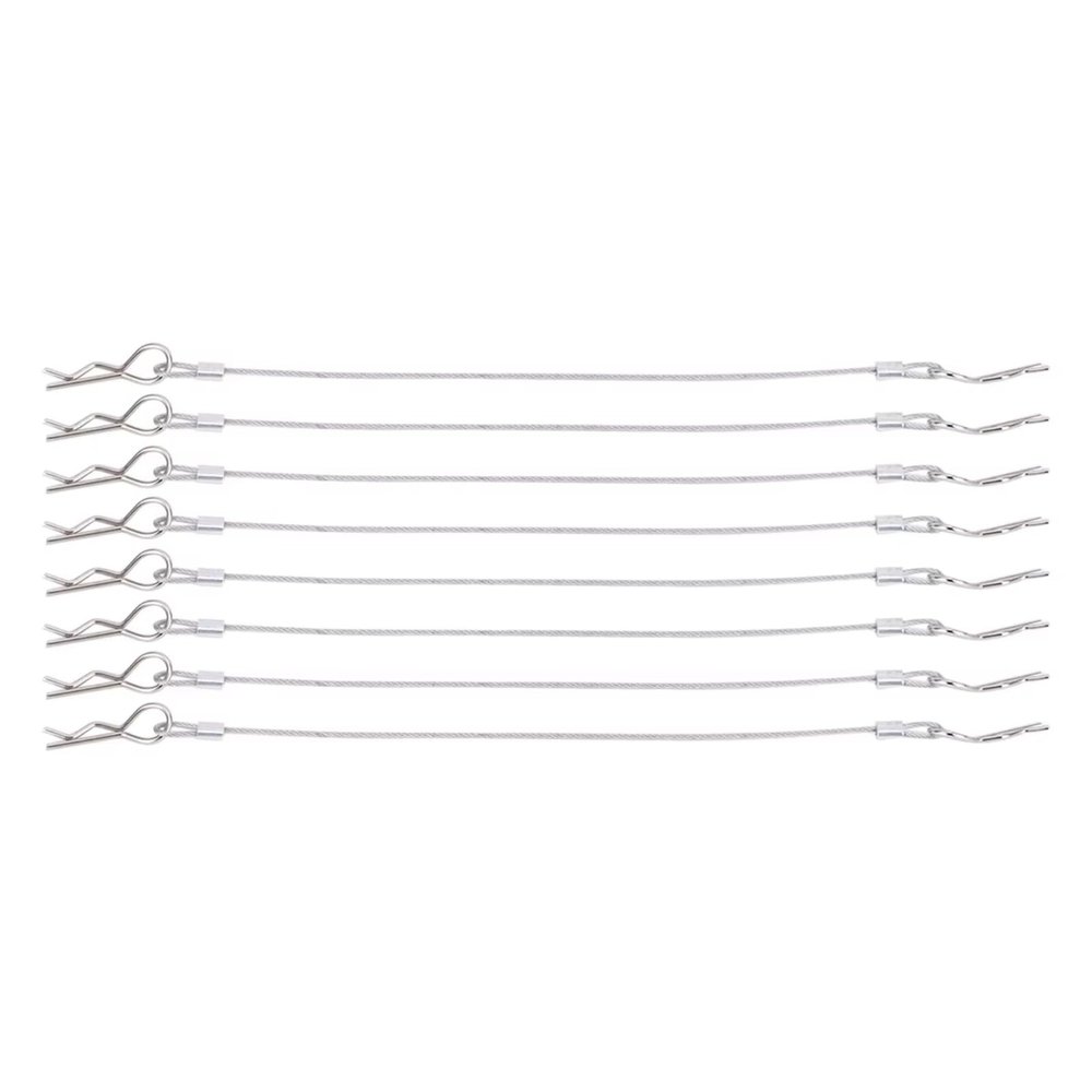 Rc Upgrades Parts For HSP For WLtoys 1/10 8pcs Metal Clip R Pin Rod With Anti Lost Ropes RC Body Shell Wire Scale Crawler Car Accessories(Silver)