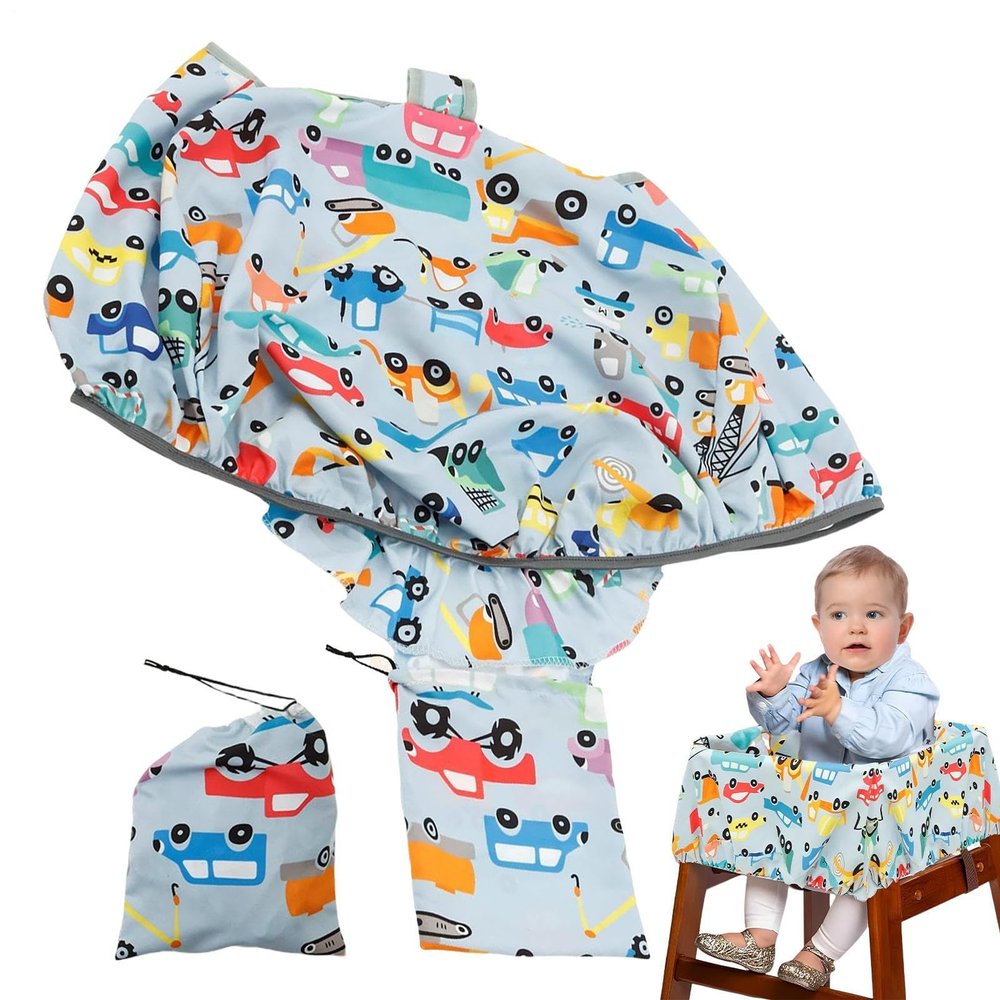 2-in-1 Baby Shopping Trolley Cover Highchair Seat Cushion, Cooling and Breathable, Seat Liner/Handle Protector for Carts and High Chairs, Portable Toddler Infant Highchair Cover for Restaurants