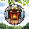 Wind Spinner Outdoor 10 Inch Glowing Fireplace with Stockings for Yard and Garden 3D Stainless Steel Wind Sculpture Unique Gift Hanging Spinner Ornament Decoration view 2