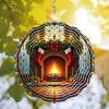 Wind Spinner Outdoor 10 Inch Glowing Fireplace with Stockings for Yard and Garden 3D Stainless Steel Wind Sculpture Unique Gift Hanging Spinner Ornament Decoration view 4
