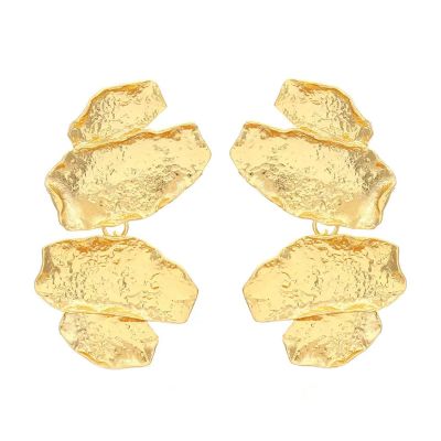 6.5 * 3.8cm Vintage Alloy Irregular Earrings For Women,golden,6.5 * 3.8cm