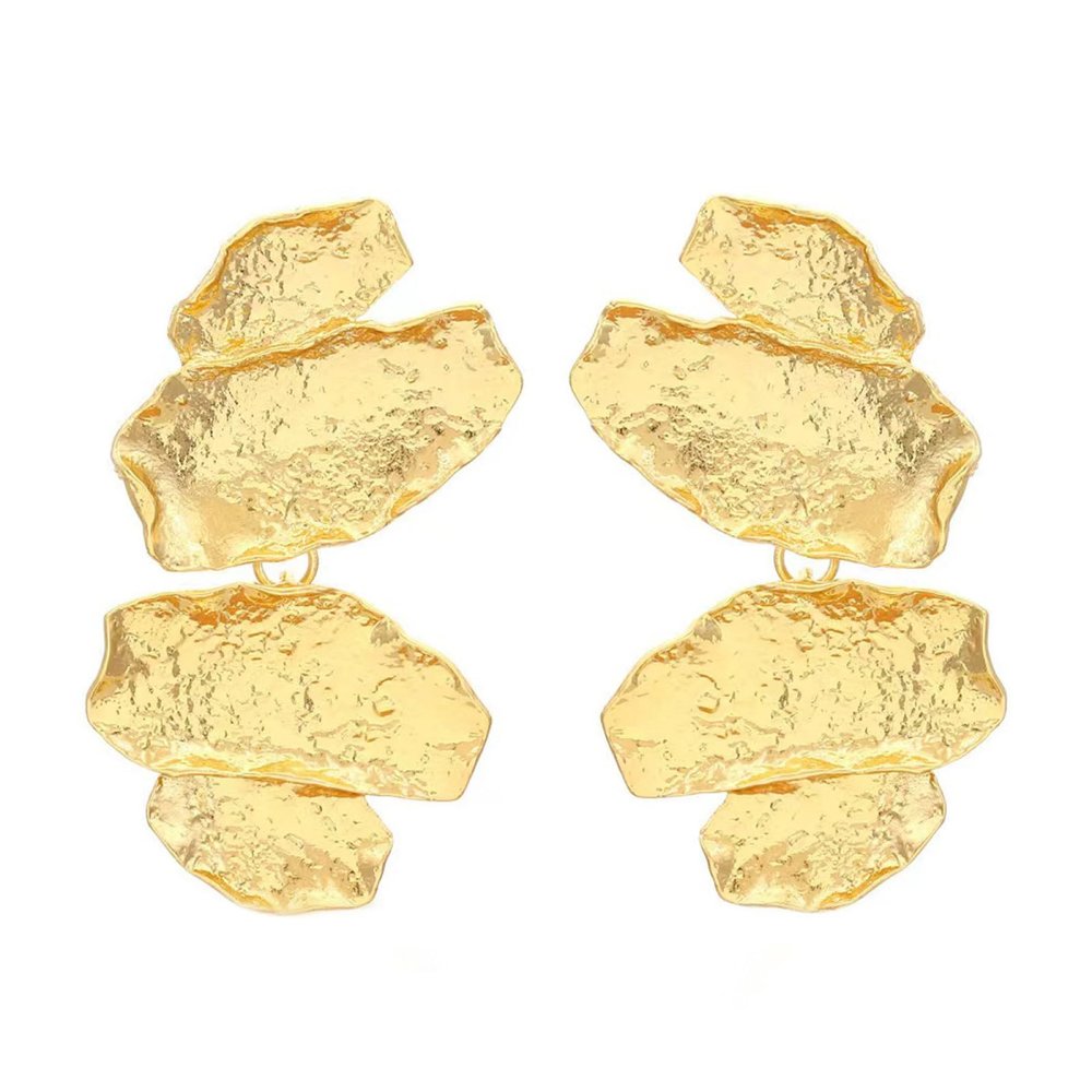 6.5 * 3.8cm Vintage Alloy Irregular Earrings For Women,golden,6.5 * 3.8cm