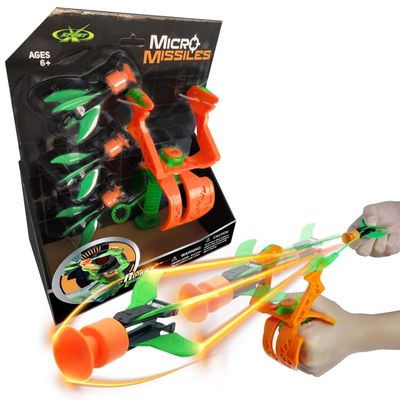 AMAZING TOYZ Suction Cup Slingshot Toy for Kids - Micro Missiles Rocket Launcher Toy, Slingshot Rockets Launchers - Sticky Target Games Outdoor Backyard Play - Birthday Gifts for Boys Girls Ages 6-12
