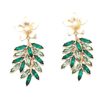 6.2 * 2.7cm Retro Leaf Style Alloy Earrings,green,6.2 * 2.7cm