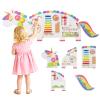 HONEY JOY Unicorn Activity Wall Busy Board Panels, 11-in-1 Wooden Sensory Wall Panel for Kids, Toddler Learning Activity Center, Ideal for Playroom Daycare Nursery Classroom Dentist Office (White) view 1