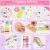 HONEY JOY Unicorn Activity Wall Busy Board Panels, 11-in-1 Wooden Sensory Wall Panel for Kids, Toddler Learning Activity Center, Ideal for Playroom Daycare Nursery Classroom Dentist Office (White) view 4