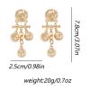 7.8 * 2.5cm Retro Alloy Geometric Concave Convex Circular Splicing Tassel Earrings,golden,7.8 * 2.5cm view 3