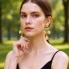 7.8 * 2.5cm Retro Alloy Geometric Concave Convex Circular Splicing Tassel Earrings,golden,7.8 * 2.5cm view 4