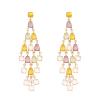 14.5 * 4.2cm Water Droplet Shaped Glass Pendant Chain Tassel Earrings,multicolored,14.5 * 4.2cm view 1