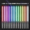 Joyyy Lightsabers Metal Hilt Dueling Light Sabers RGB 15 Color FX Sound Doubled Blade 2 in 1 Rechargeable Light Up Sword Toy for Adult Kids Birthday Thanksgiving Xmas Gift Halloween Cosplay (Silver) view 2