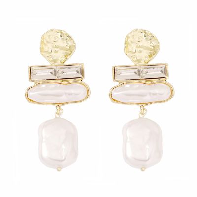5.8 * 2.4cm Bohemian Pearl Glass Earrings For Women,white,5.8 * 2.4cm